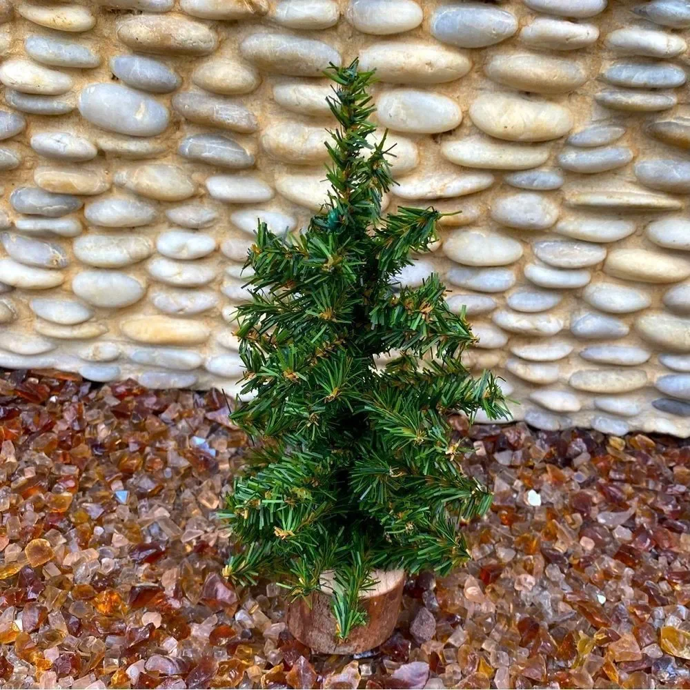 Lot of 10 Ten Miniature Christmas Trees on Tree Stumps. EUC. Decor Holiday